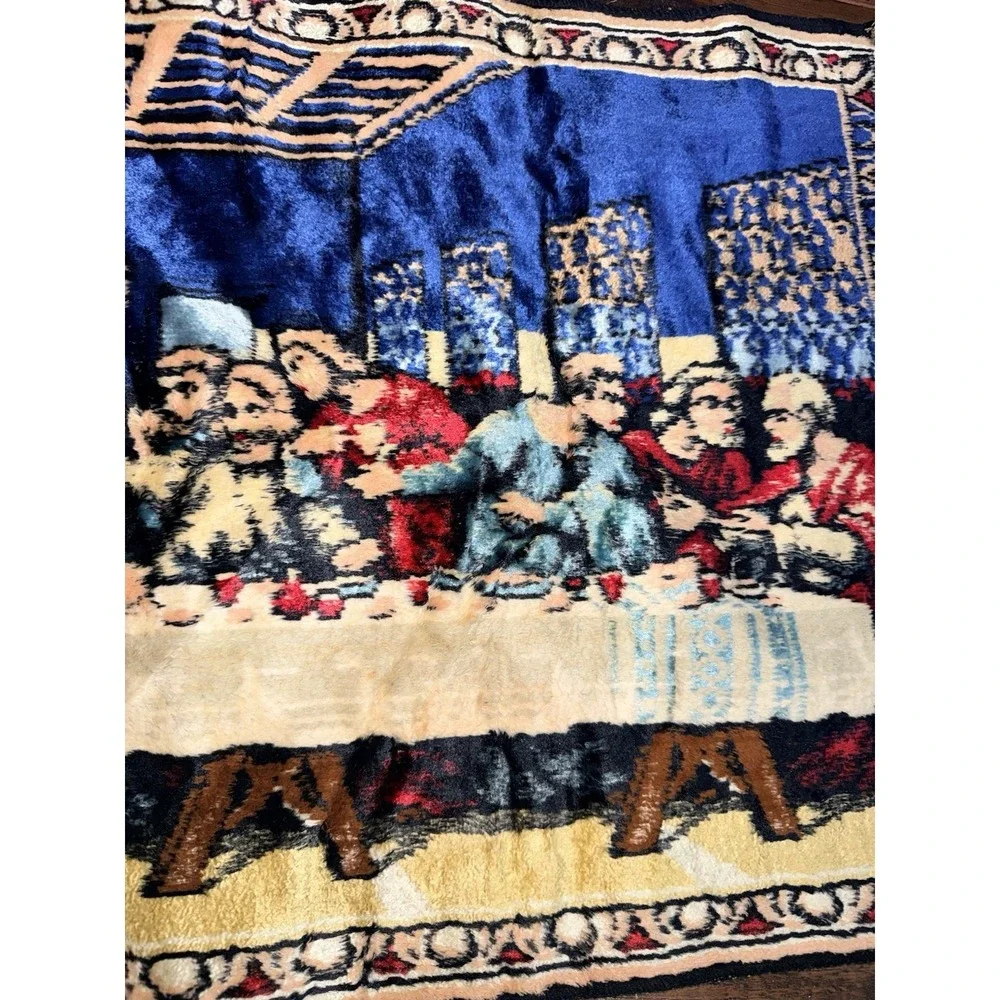 Vintage The Last Supper With Disciples Woven Tapestry‎ Wall Rug 38x19